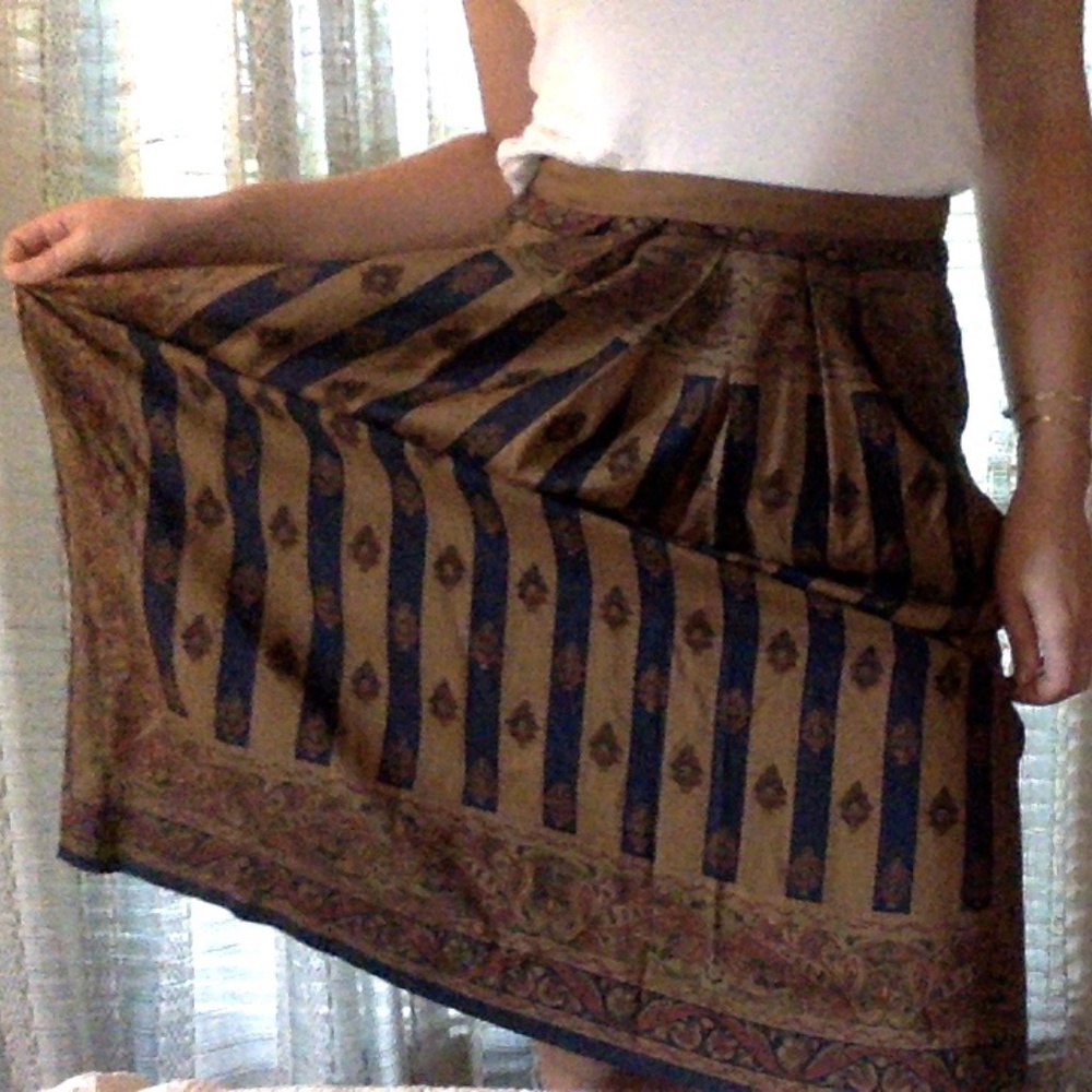 Vintage Midi Skirt Tapestry Print